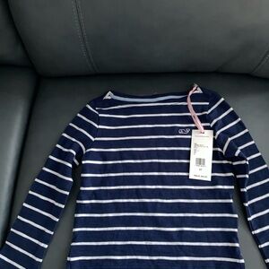 Navy and White Striped Long Sleeve Vineyard Vines Shirt Size 3T